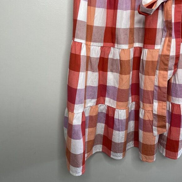J.CREW Dress Womens 12 Faux-Wrap Sleeveless Mini NEW Orange Check Belt BR911 - Picture 4 of 16